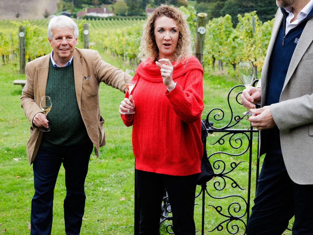 Hambledon wine vineyard 3 people drinking wine